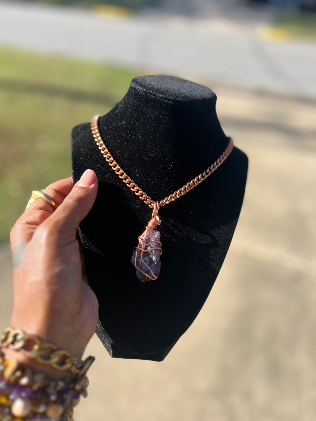 Amethyst Crystal Wrapped Charm