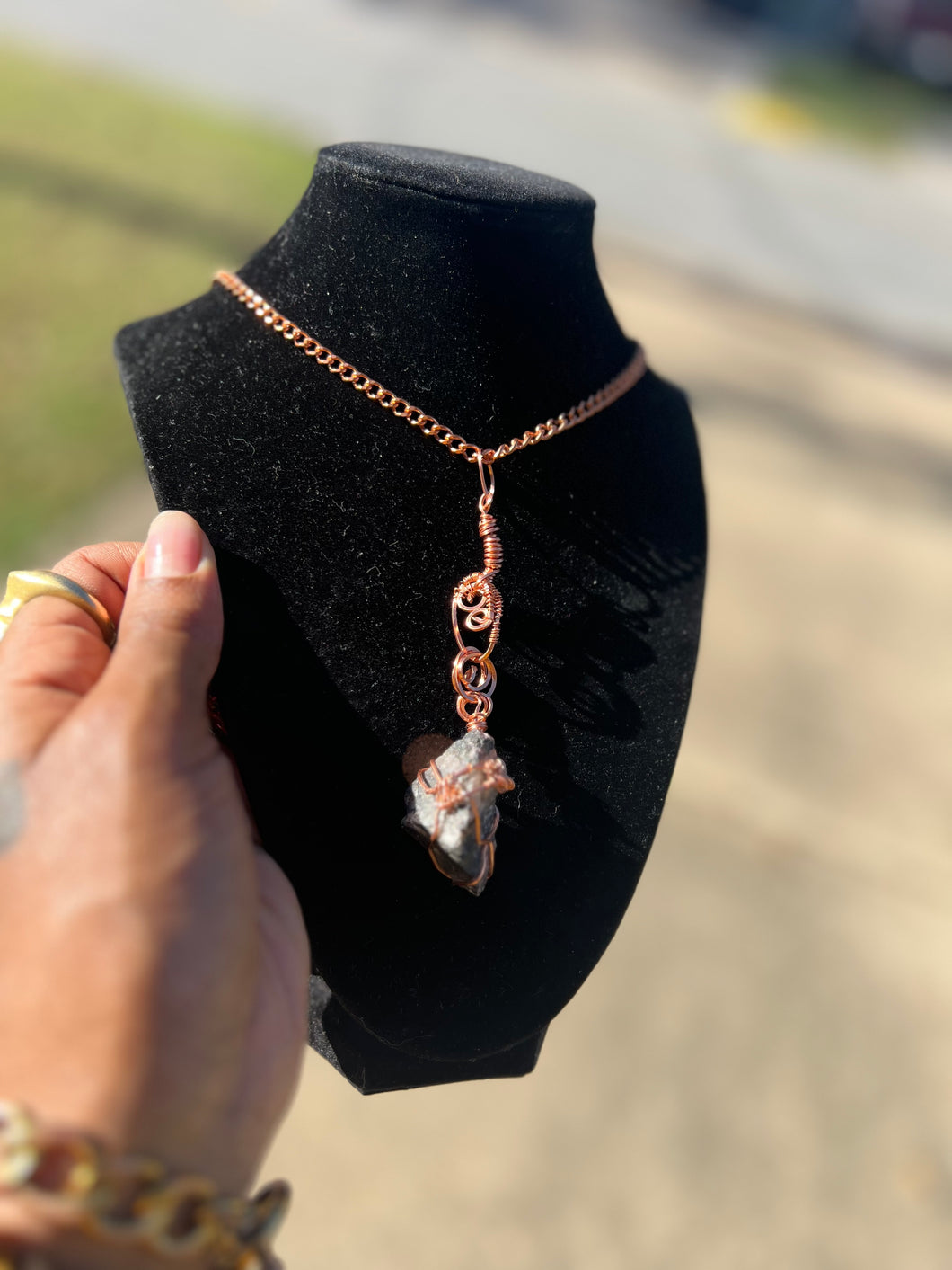 Rhodonite Copper Wrapped Charm